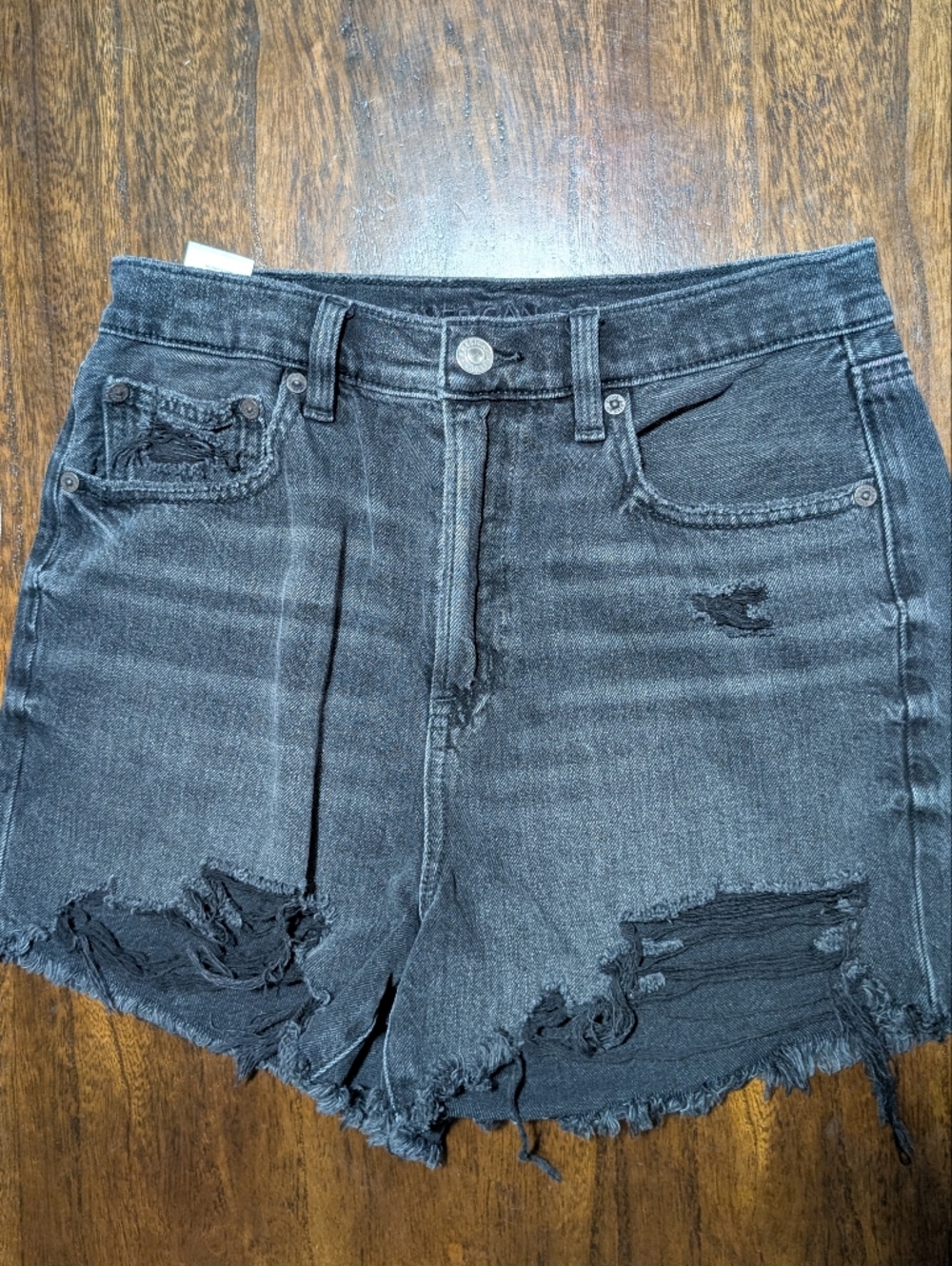 American Eagle Outfitters Washed Black Distressed Denim Cutoff Shorts